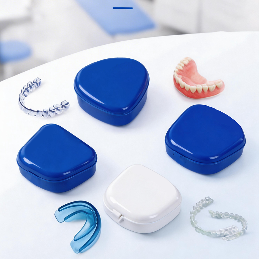 Caixa de plástico para prótese dentária